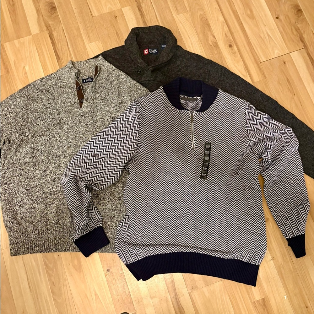 Chaps Men’s Lot of Three Zip-Up Sweaters